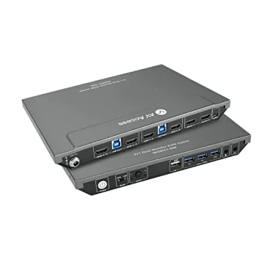 Image de AV Access Commutateur KVM Double Moniteur 2 PC Écran avec 3 Ports USB 3.0, Moniteurs Ordinateurs HDMI Audio Microphone, 4K@60Hz, 2K@144Hz, 1080P@240Hz,Raccourcis Clavier Commutation