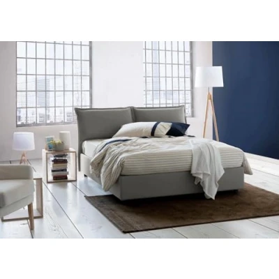 Image de Talamo Italia Veronica Lit double déhoussable avec matelas Fabriqué en Italie Gris, Fer Polyuréthane Polyester d&#039;ingénierie Acrylonitrile butadiène styrène Bois, 160x190cm