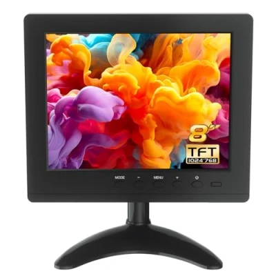 Image de 8 Pouces TFT Moniteur De Vidéosurveillance, écran Couleur HD 1024 * 768, Surveillance Vidéo Et Audio CCTV à Grand Angle Vision Avec Entrée HDMI/AV/VGA/BNC Sortie Pour écouteurs