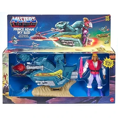 Image de Maîtres de l’Univers Origins, coffret figurine articulée combat Musclor et véhicule Jet Sled, jouet pour collectionneurs enfants dès 6 ans, GPP30