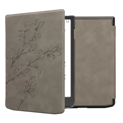 Image de kwmobileÉtui Compatible avec Pocketbook InkPad 4 / Color 3 2 Vivlio Coque Étui à Rabat magnétique tabletteeReader Similicuir Gris