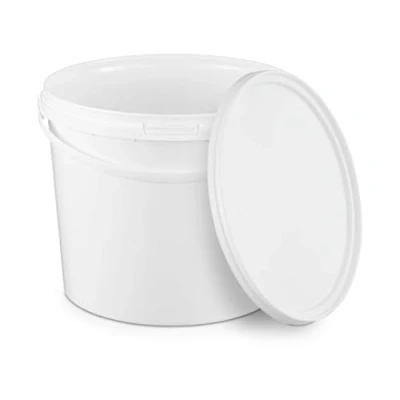 Image de BenBow Seau avec Couvercle 5l Blanc Convient pour Aliments, Stable, étanche à l&#039;air, Anti Fuite, inodore récipient de Conservation en Plastique, poignée Vide, 100x 5 litres