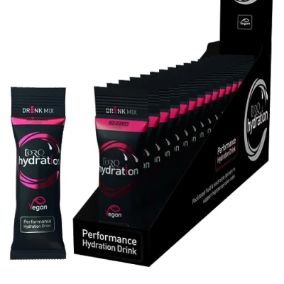 Image de TORQ Hydratation Red Berries Réhydratation rapide électrolytes poudre profil hypotonique course à pied, cyclisme, boisson d&#039;hydratation sportive portion unique boîte de 15