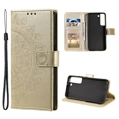 Image de CoverKingz Housse téléphone Portable pour Samsung Galaxy S22 5G étui avec Compartiment Carte Cover Protection à Rabat Motif Mandala doré
