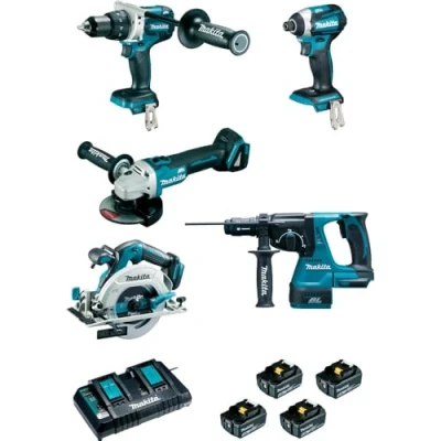 Image de Ensemble de 5 machines MAKITA 18 V Li Ion Ah + ACCESSOIRES DLX5038PTJ