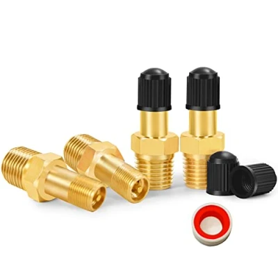 Image de GODESON Valve de réservoir NPT 1/8&quot;, 4 pièces anti corrosion en laiton Schrader avec mâle utilisation des réservoirs compresseur d&#039;air (4 paquets)
