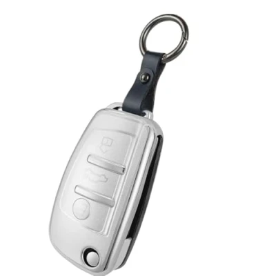 Image de Baisirui Coque de clé Voiture Compatible avec Audi A1 A4 A3 8p TT Q2 Q3 Q7 Rs6 en TPU Accessoire (argenté)