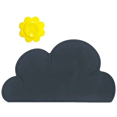 Image de BITEYI Sets de Table en Silicone pour Enfants Nuage Forme Napperon Bébé Antidérapant Imperméable (Noir)
