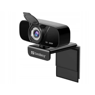 Image de Sandberg USB Chat Webcam 1080P HD avec Microphone pour PC Caméra de Streaming la conférence d&#039;étude des appels vidéo Plug &amp; Play Couverture d&#039;objectif Prêt trépied