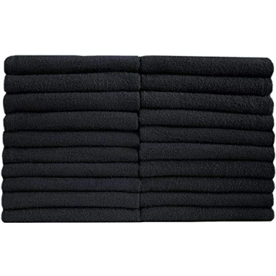 Image de NatureMark NM HT0711 Lot de 20 serviettes en éponge pour invité, 30 x 50 cm, 100 % coton, noir