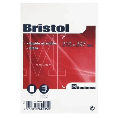 Image de Exacompta Réf. 10506E Paquet de 100 fiches bristol unies non perforées sous film compatibles avec imprimante jet d&#039;encre, laser et photocopieur format 210 x 297 mm couleur blanc
