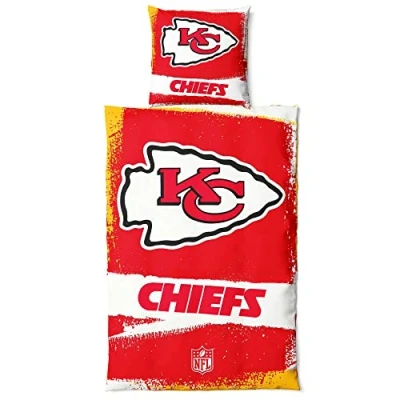 Image de Kansas City Chiefs NFL Parure de lit en coton avec fermeture Éclair 135 x 200 cm et taie d&#039;oreiller 80