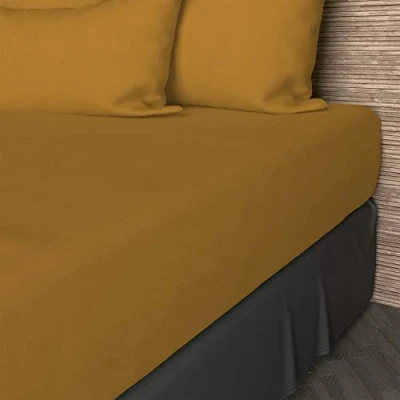 Image de Soleil d&#039;ocre, Drap Housse, Coton 57 Fils, Jaune, 200x200 cm