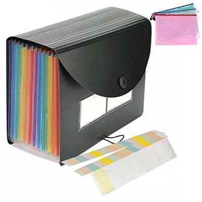 Image de Amaza Trieur Accordéon 24 Compartiments,avec 3 Pochette Document Zip,Classeur Compartiments A4,Rangement Papier Administratif, A4,Classeur Accordeon A4,Trieur Extensible A4