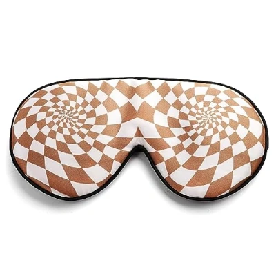 Image de townssilk Masque de sommeil 100 % soie avec sangle réglable confortable et très doux Motif Carrés étourdissants Café