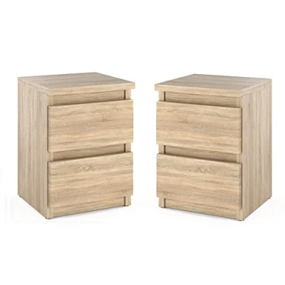 Image de MRBLS Lot de 2 tables chevet Commode moderne Avec tiroirs En bois Pour votre chambre à coucher Sonoma 30 x 40 cm (l H P)