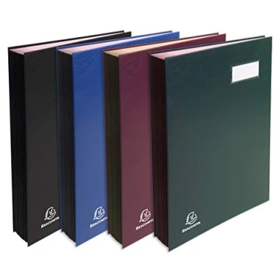 Image de Exacompta Réf. 22240E 1 parapheur direction dos à soufflets toilé porte étiquette couverture plastifiée 24 compartiments en carte rose avec 3 perforations 24x32 cm couleurs aléatoires