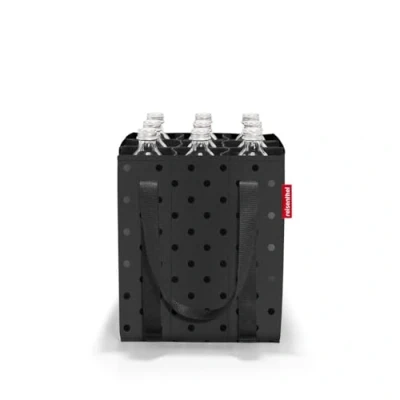 Image de reisenthel Bottlebag Glossy Dots Black 9 compartiments, recyclage facile des bouteilles, sangles de transport