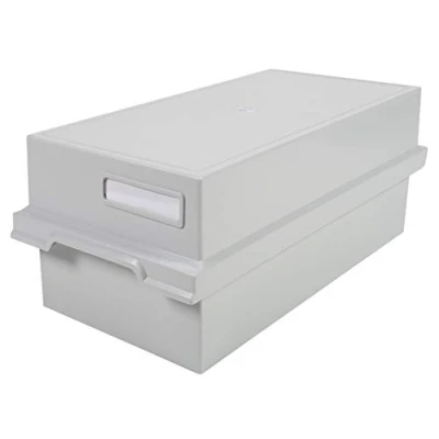 Image de Exacompta Réf. 51240D 1 Bac à fiches avec couvercle gris lumière pour classer 1200 livré 2 intercalaires format A6 l&#039;italienne dimensions (Pxlxh) 355 x 171 139 mm