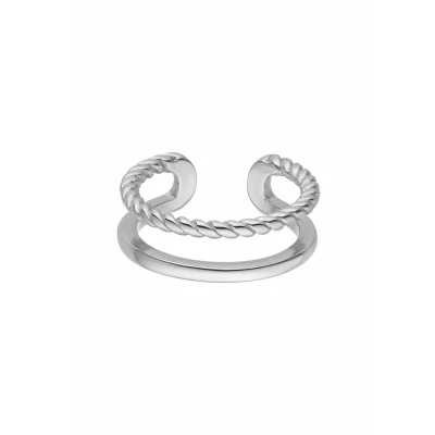 Image de Purelei® Bague Mau réglable en or, argent et or rose Design élégant avec aspect torsadé Tailles S/M M/L Acier inoxydable de qualité supérieure, M/L,