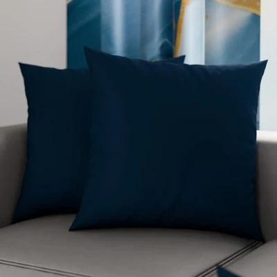 Image de PETTI Artigiani Italiani Paire de taies d&#039;oreiller 60 x cm en Microfibre, Coussins d&#039;ameublement Chambre à Coucher, canapé, 2 Housses Coussin, taie Couleur Unie Bleue, 100