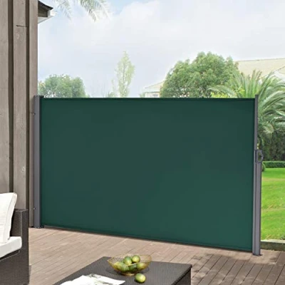 Image de Brise Vue pour Balcon Terrasse Jardin Store Latéral Pare Soleil Protection Intempéries UV Vie Privée Acier Polyester 160 x 300 cm Vert Foncé