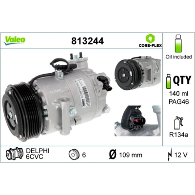 Image de VALEO 813244 compresseur De Climatisation 6CVC 12 PAG 46 R 134a avec huile OPEL: Meriva B, Astra J 5 portes, Zafira C Tourer
