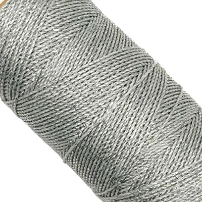 Image de Linhasita Bobine de fil ciré 100 g / 170 mètres 1 mm d&#039;épaisseur Polyester macramé 30 couleurs (argent)