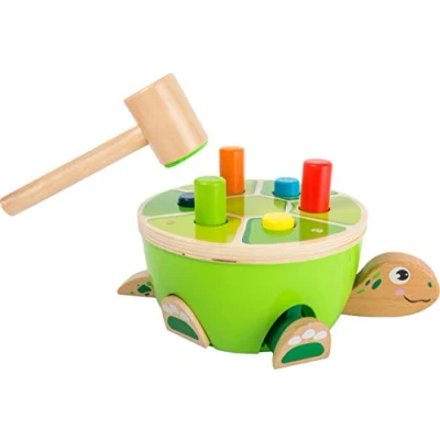 Image de Small Foot Jeu de Taper Tape sur la Tortue en Bois, certifiée FSC 100%, Design Unique grâce aux éléments Qui sautent à Chaque Jouets, 11221, Multicolore, S