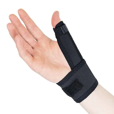 Image de Actesso Orthèse de Pouce élastique. Attelle Réduit la Douleur Causée par les Entorses et Tendinite (Taille unique, Noir Gauche)