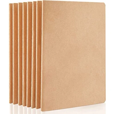 Image de feela 8 PCS Carnet de Notes Non Ligné Couverture Kraft, Journal à Kraft Souple A5, Cahier Marron Notebook, A5 pour Etudiants Plans Notes, 60 Pages, 14x21cm
