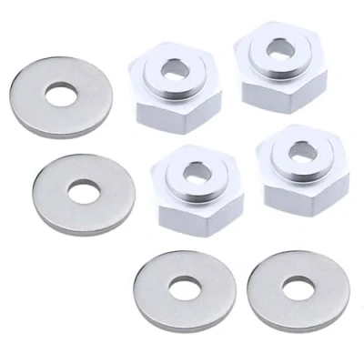 Image de KEEDA Lot de 4 adaptateurs hexagonaux pour jantes en alliage d&#039;aluminium 12 mm 17 voiture HSP 1/10 RC Buggy Monster Bigfoot Truck Peut utiliser des roues 1/8 (argent)