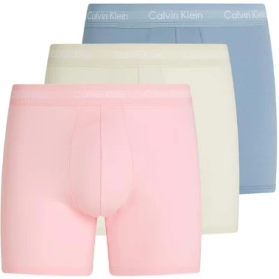 Image de Calvin Klein Boxers Longs Lot de 3 Homme Boxer Brief Stretch, Multicolore (Faded Denim, Celadon Tint, Buff Pk), S