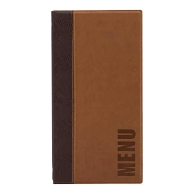 Image de Securit Protège Menu Long Simili Cuir de la Gamme Tendance, 1 Double Inserts Inclus (présente 4 Pages)
