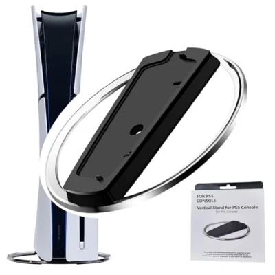 Image de Support vertical pour console PS5 Slim, PS 5 (modèle Slim), Silm Disc et Digital Edition vertical, offre stabilité dissipation de la chaleur, couleur : noir,