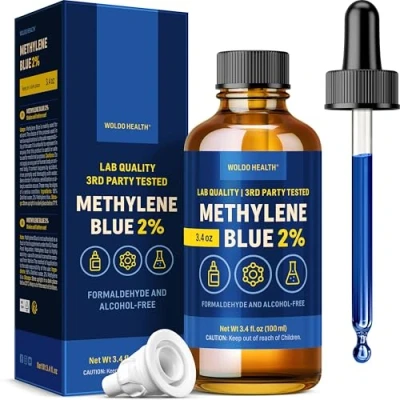 Image de Bleu de méthylène 2 % qualité pharmaceutique avec pipette 100 ml sans formaldéhyde, alcool, protégé la lumière, pureté laboratoire