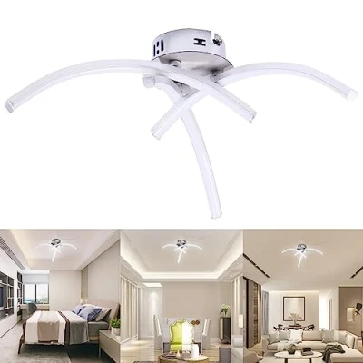 Image de ALLOMN Plafonnier LED, Lampe de Lustre Design Moderne Courbé avec 3 Lumière Courbée Pour le Salon Chambre Salle à Manger 18W (Blanc Froid)