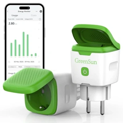 Image de GreenSun Prise Connectée Exterieure Etanche Programmateur Electrique Exterieur Compatible avec Alexa, Google Home Wifi IP44 16A 3600W Minuteur 2PCS