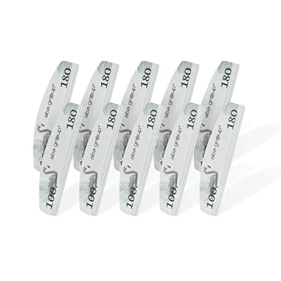 Image de polisseuse à ongles 10 pièces 100/180 Aba Group double face robuste, bloc polissoir, usage unique, fabriquée dans l&#039;UE