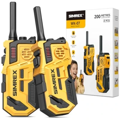 Image de SIMREX Talkie walkie Enfants Set de 2 Pièces, pour Les 3 à 8 Ans, walkie, Enfant Jouets portée 200 mètres (Jaune Noir)