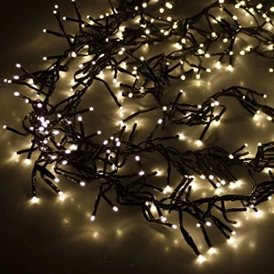 Image de 1500 LED Cluster Light Chain Blanc Chaud 30m, 8 Effets de lumière, intérieur et extérieur, éclairage extérieur pour Sapin Noël