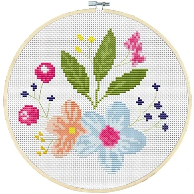 Image de Awesocrafts Kit de broderie au point croix avec motifs floraux 11 carats facile (fleur)