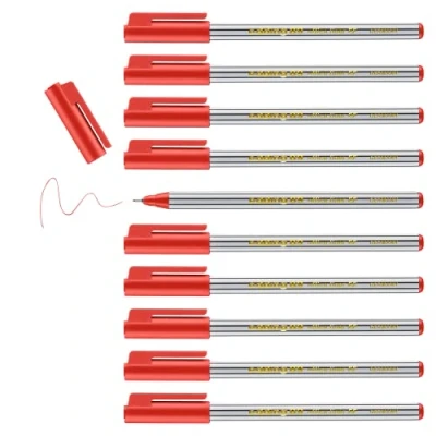 Image de edding 89 Feutre fin Rouge 10 stylos Pointe ronde extra fine,3 mm pour une écriture fine et précise, souligner, dessiner le bureau, l&#039;école la maison
