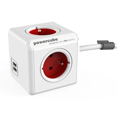 Image de Allocacoc 2402RD/FREUPC Intérieur 4AC outlet(s) 1.5m Rouge, Blanc multiprise Multiprises (Intérieur, 1,5 m, 4 sortie(s) CA, Type E (FR), Blanc, CE, KEMA FR)