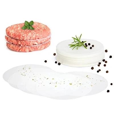 Image de GOURMEO fogli di carta antiaderente 500 pezzi per pressa hamburger, rotondi, diametro 11 cm da forno, separatori hamburger polpette