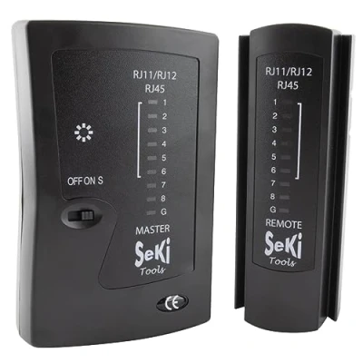 Image de SeKi testeur de réseau pour RJ11, RJ12, RJ45, câble RNIS LAN, appareil test, câble, Noir tester et vérifier le LAN les câbles patch