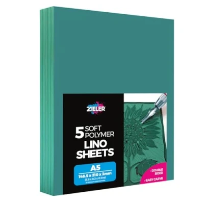 Image de Zieler® Lot de 5 feuilles lino pour impression Format A5 210 x 148 3 mm