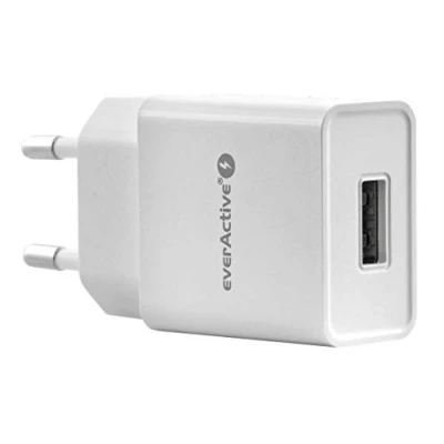 Image de everActive Chargeur Secteur avec 1 Port USB Femelle 2,4 A à Haut rendement, Charge Rapide, Puissance Totale 12 W, boîtier Solide Monobloc, modèle SC 200