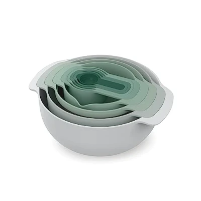 Image de Joseph Mixing Bowl / Colander Sieve Measuring Spoon Nest Sage 9 Piece