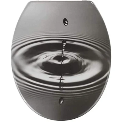 Image de WENKO Abattant WC Waterdrop Gris Easy Close Couvercle de antibactérien, abaissement Automatique Multicolore
